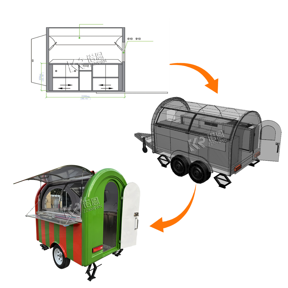 Food Truck Trailer Mobile Kitc - Hot Dog Vending Cart 评论和价格